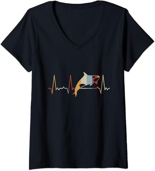 Womens Heartbeat Orca V-Neck T-Shirt