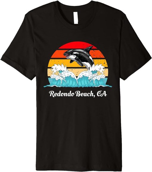 Vintage Redondo Beach CA Distressed Orca Killer Whale Art Premium T-Shirt