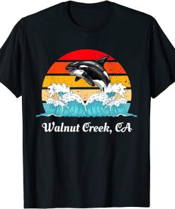 Vintage Walnut-Creek CA Distressed Orca Killer Whale Art T-Shirt