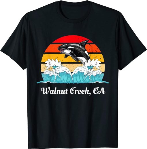 Vintage Walnut-Creek CA Distressed Orca Killer Whale Art T-Shirt