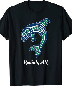 Blue Green Native American Kodiak AK Orca Killer Whale T-Shirt